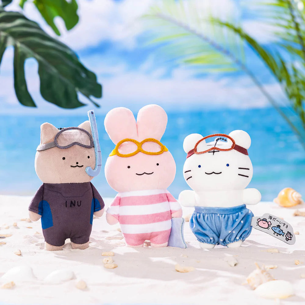 White Tiger and Black Tiger Beach Mascot - Sea Bathing Doctor Rabbit