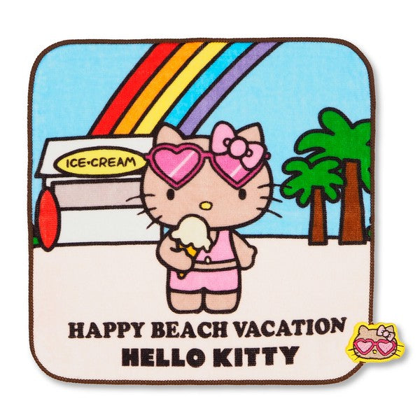 Sanrio | Happy Beach Vacation Embroidered Hand Towel Mini Towel - Hello Kitty Blue