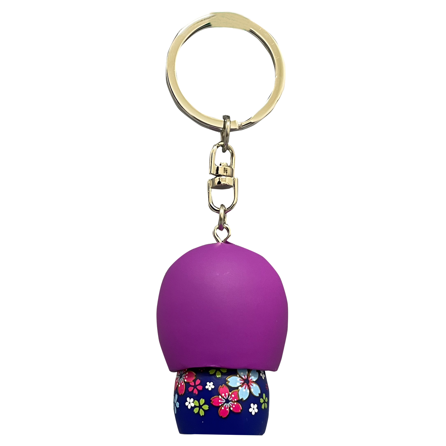 Sanrio | Asunarosya Kokeshi Hello Kitty Keychain - Sakura Kimono BL Ribbon Purple