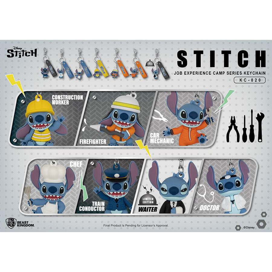 Beast Kingdom Disney Stitch Job Experience Camp Keychain Blind Box (1 Box 6Pcs)