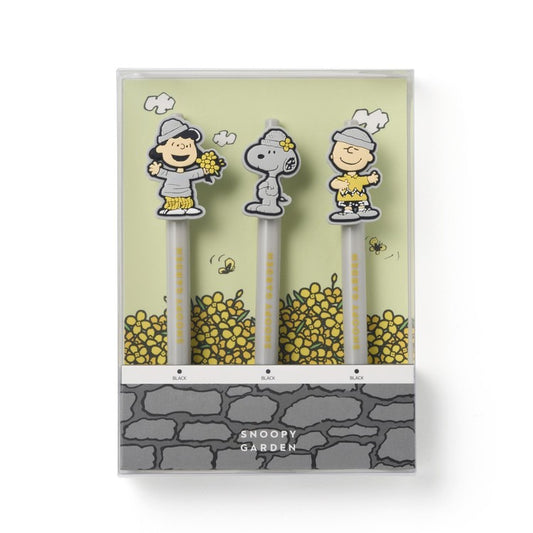 PEANUTS | SNOOPY GARDEN Korea | Gel Pen Set of 3 0.38mm (Black) - Harbang