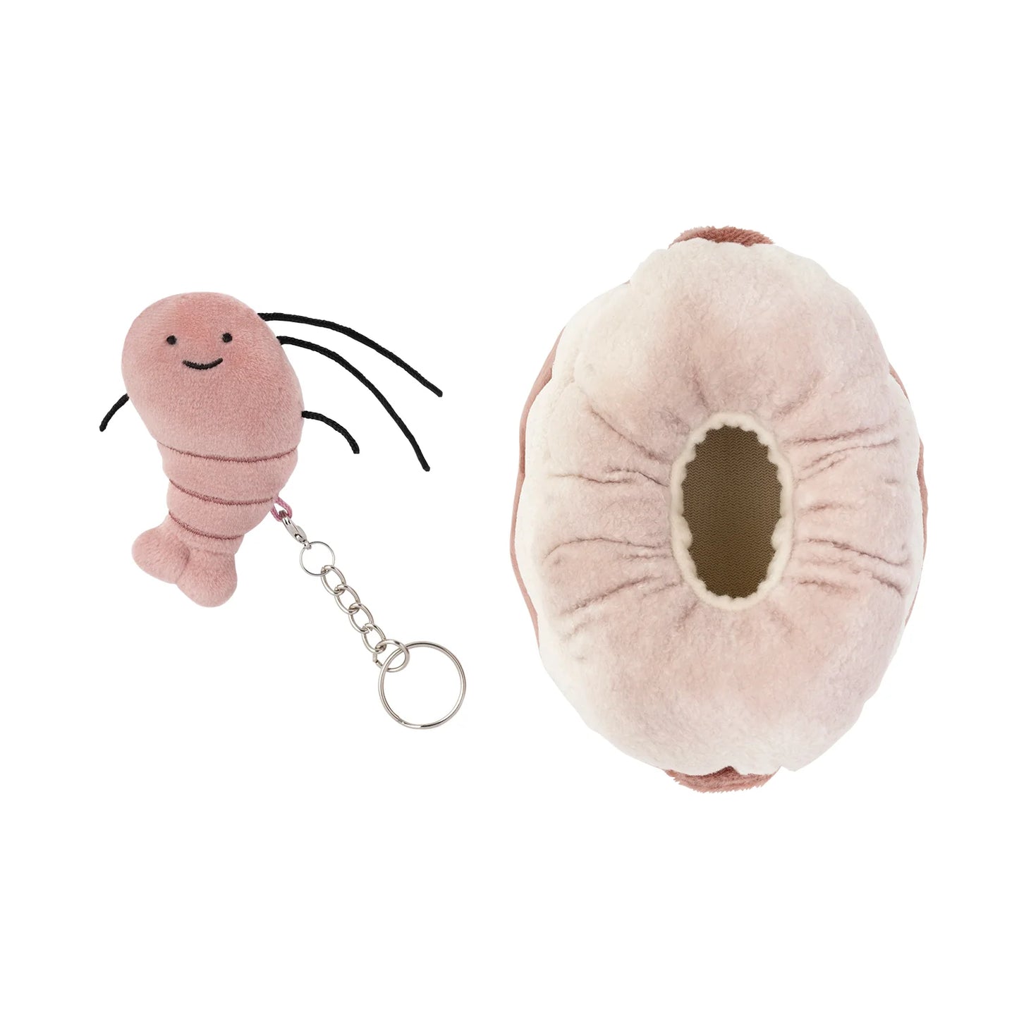 White Tiger and Black Tiger Plush Keychain - Shrimp Gratin Pie Key Storage Set