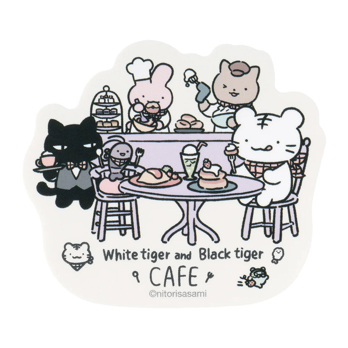 White Tiger & Black Tiger Cafe Smartphone-sized Trading Sticker Blind Box (8 Types)