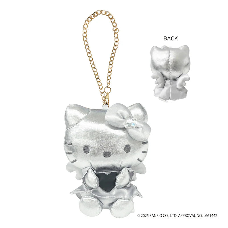Sanrio | Hello Kitty Monochrome Black& Grey Collection | Hello Kitty Angel Mascot Bag Charm - Silver