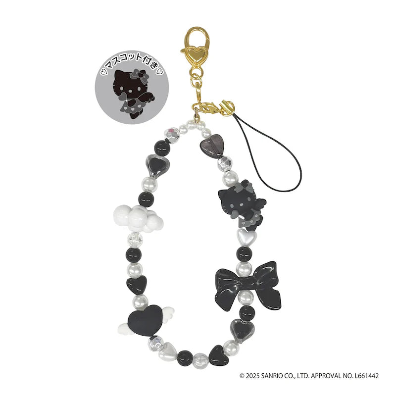 Sanrio | Hello Kitty Monochrome Black& Grey Collection | Hello Kitty Phone Strap - Black
