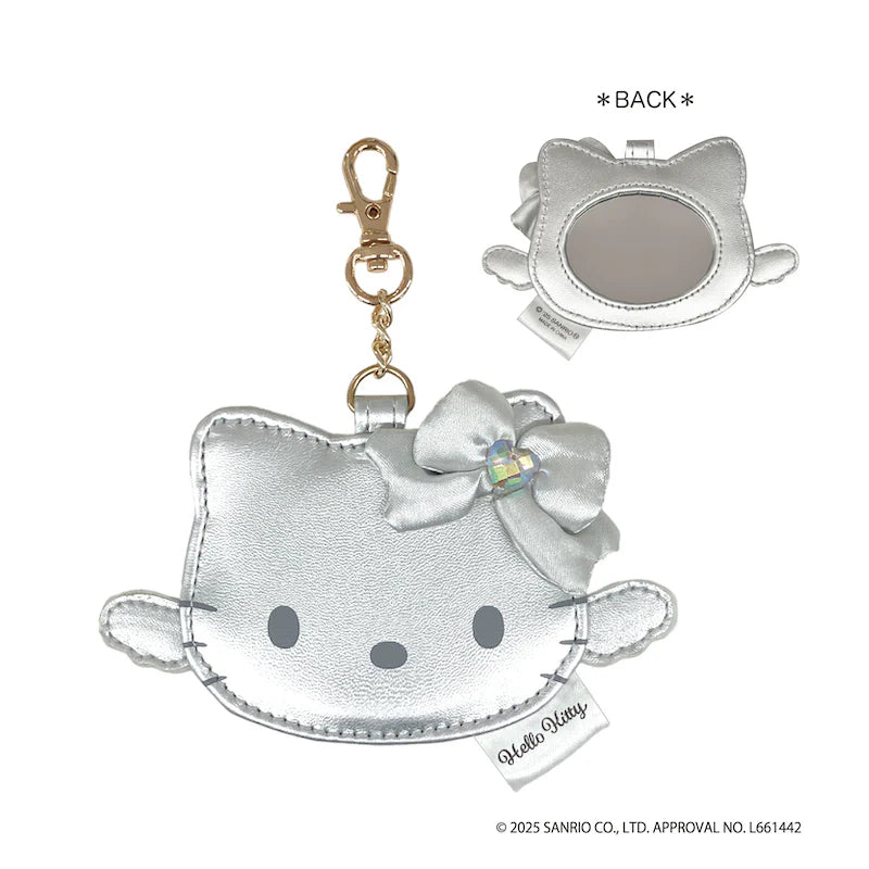 Sanrio | Hello Kitty Monochrome Black& Grey Collection | Hello Kitty Angel Face Mirror Charm - Silver