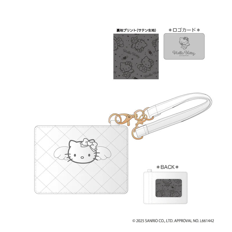 Sanrio | Hello Kitty Monochrome Black& Grey Collection | Hello Kitty Quilted Pass Case - Silver