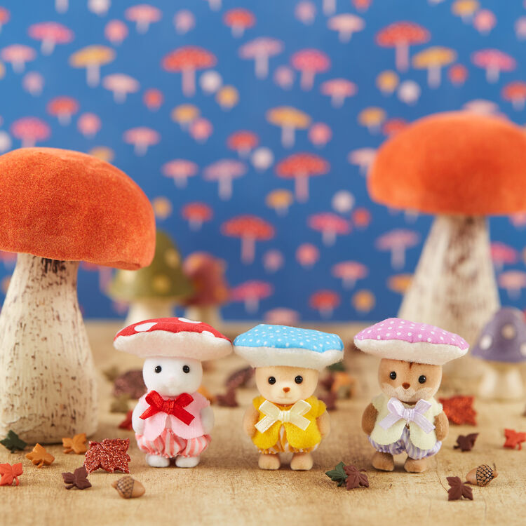 Sylvanian Families | Baby Trio Set - Mushroom Yosei Doll Figure