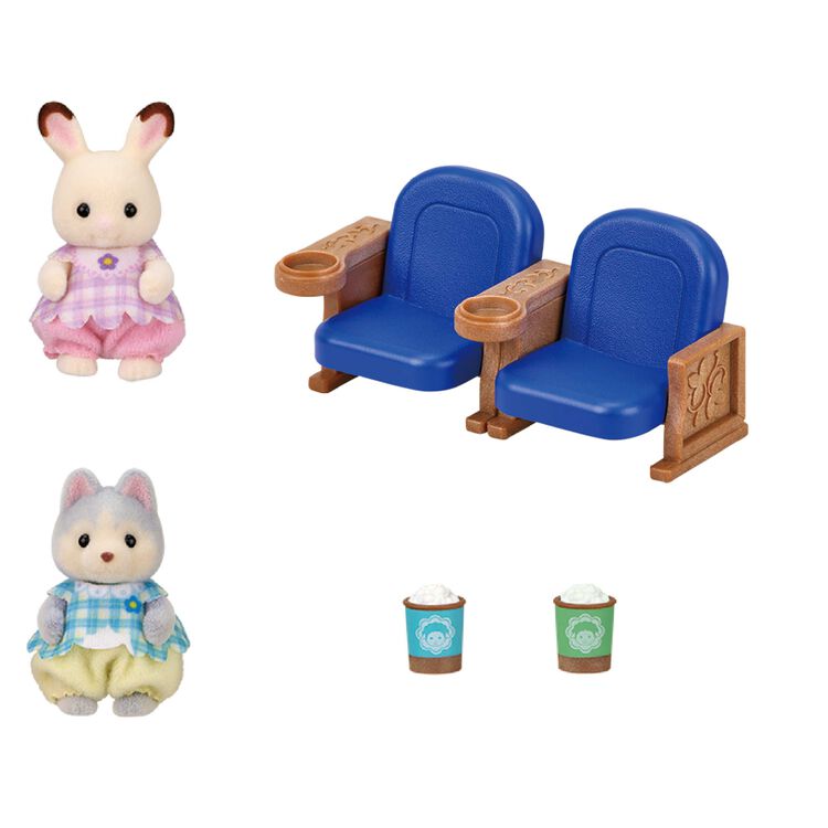 Sylvanian Families | Baby Theater Set -Chocolate Rabbit & Husky Doll Figure