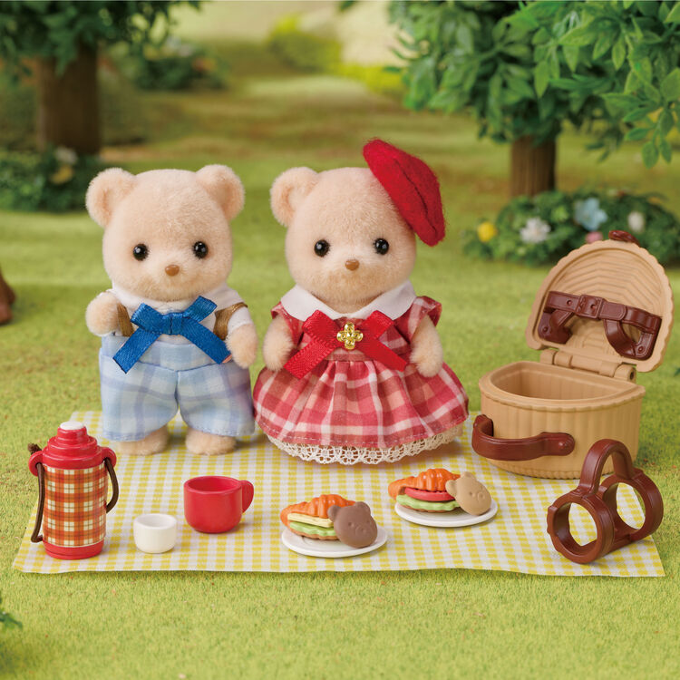 Sylvanian Families | Baby Set - Biscuit Bear Brothers Picnic Lunch Baby Doll Figure