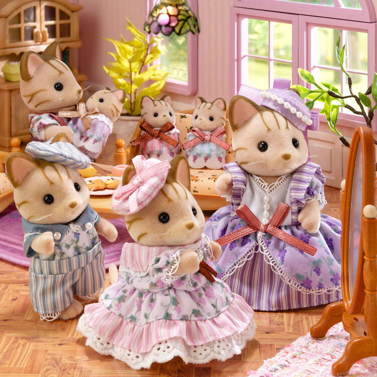 Sylvanian Families | Baby Set - Striped Cat Family Elegant Set Doll Figure
