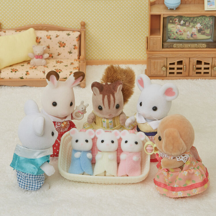 Sylvanian Families | Triplets Set - Marshmallow Mouse Mitsugo-chan Baby Doll
