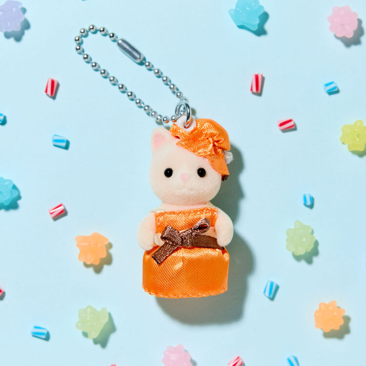 Sylvanian Families | Keychain Silk Cat (Orange Dress)
