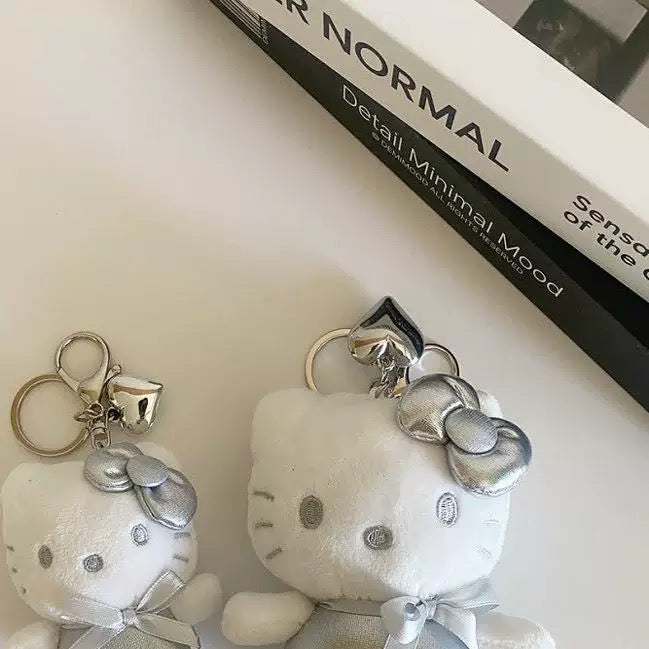 Sanrio Korea | Sanrio Silver Heart Backpack Keychain - Hello Kitty