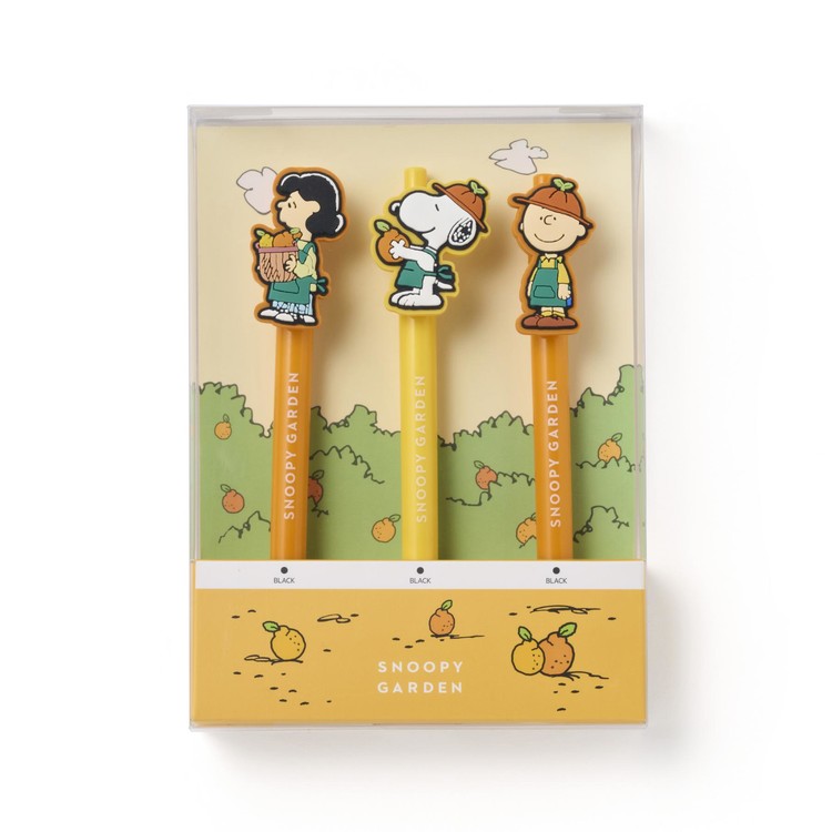PEANUTS | SNOOPY GARDEN Korea | Gel Pen Set of 3 0.38mm (Black) - Halabong