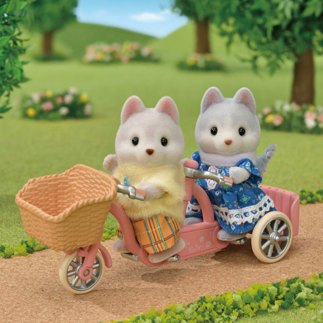 Sylvanian Families | Baby Set - Husky Siblings Cycling Doll Figures