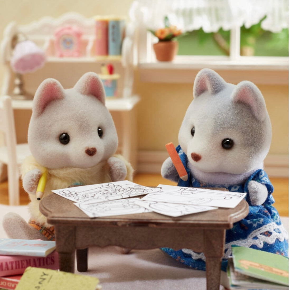Sylvanian Families | Baby Set - Husky Siblings Cycling Doll Figures