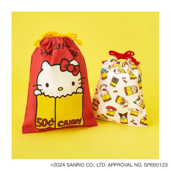 Sanrio | Hello Kitty 50th Anniversary | Hello Kitty Museum Exhibition Limited - Drawstring Bag 2 Different Size