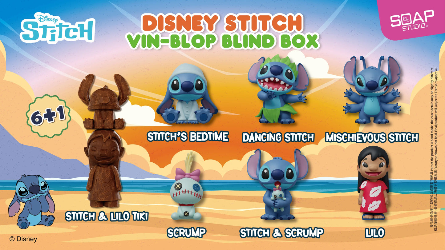 Soap Studio Disney Stitch Vin-Blop Series Blind Box (1 Box 6 Pcs, Total 7 Design)