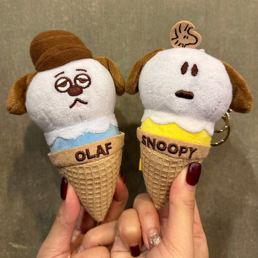 PEANUTS | Snoopy Taipei Limited | Snoopy Ice Cream Waffle Cone Plush Keychain - Olaf
