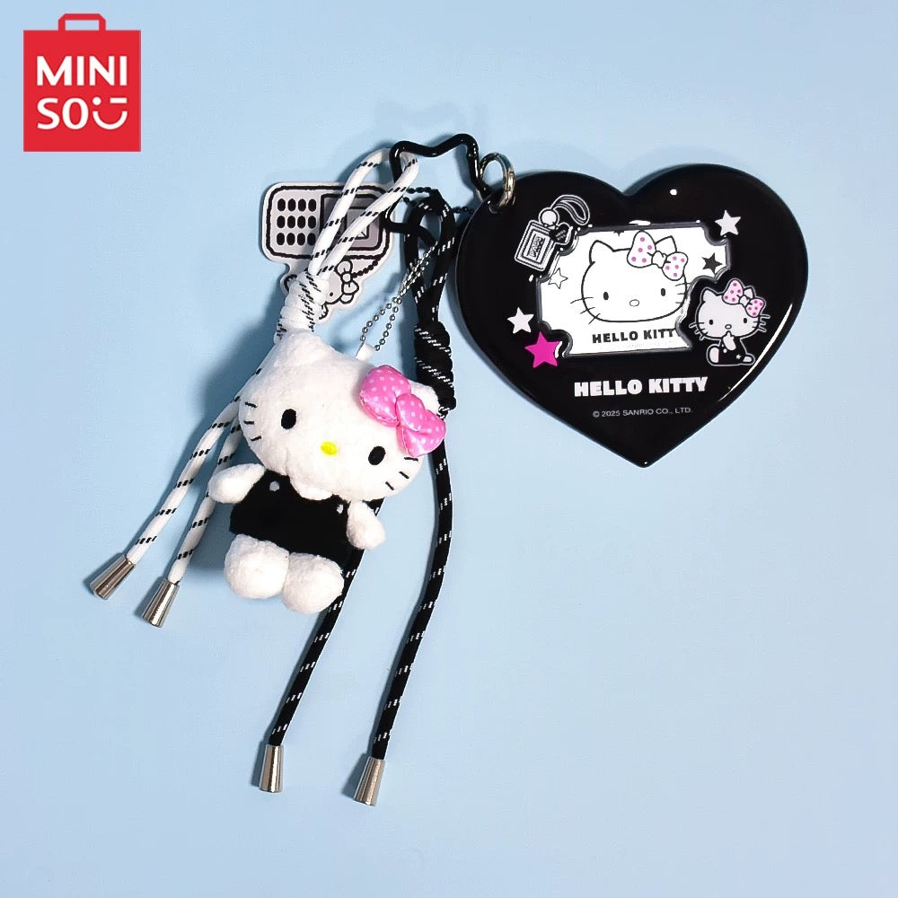 Miniso x Sanrio | Hello Kitty Black & White Mascot with Star Carabiner & Card Holder