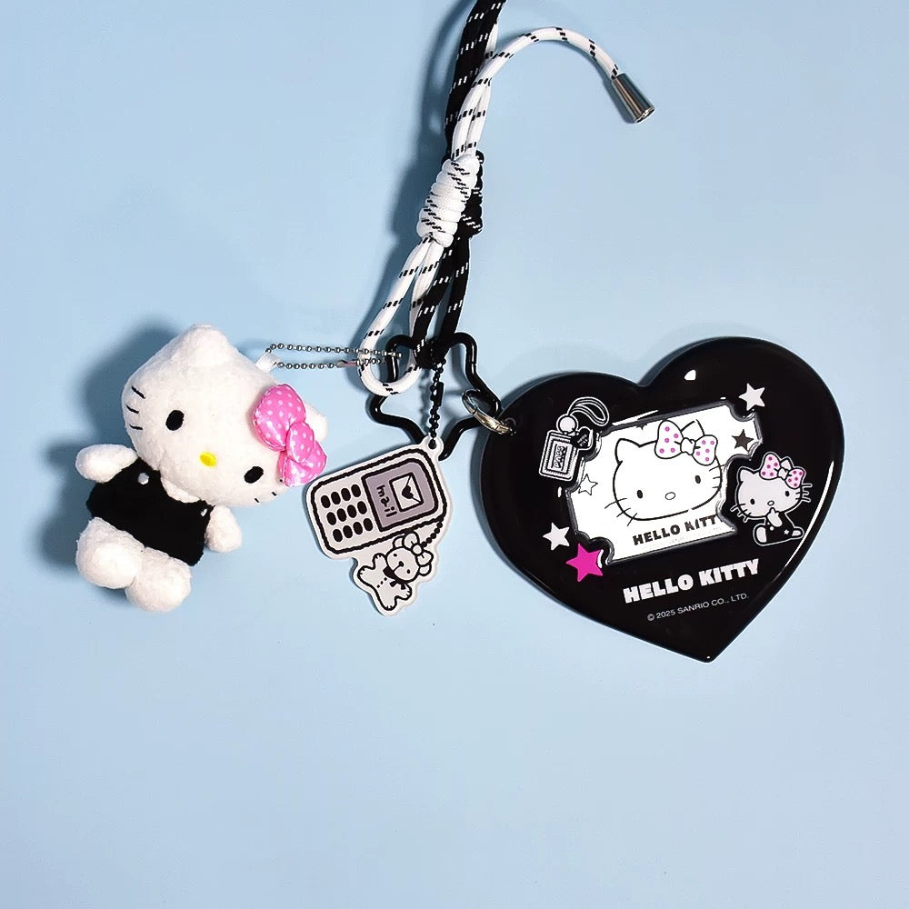 Miniso x Sanrio | Hello Kitty Black & White Mascot with Star Carabiner & Card Holder