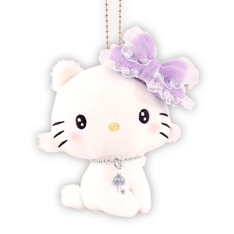 Sanrio | Hello Kitty 50th Anniversary | White Charmmy Kitty Squishy Plush Keychain - Purple Bow Tie