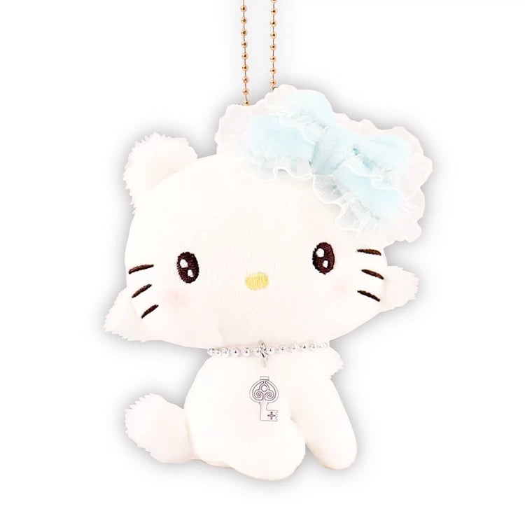 Sanrio | Hello Kitty 50th Anniversary | White Charmmy Kitty Squishy Plush Keychain - Blue Bow Tie