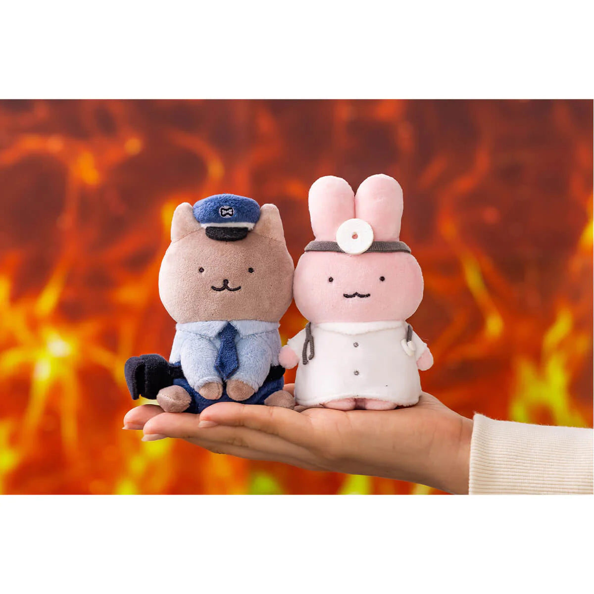 White Tiger and Black Tiger Sitting Petit Mini Plush Mascot Keychai - Policeman Dog