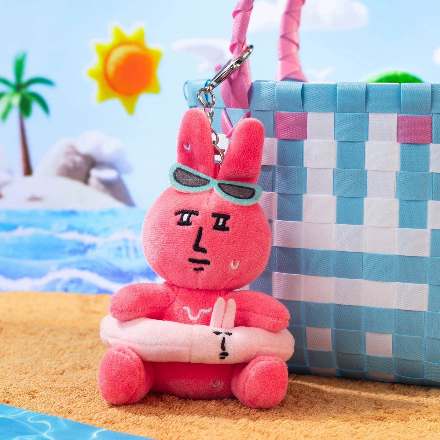 MY FRIEND RABBIT | Pink Rabbit Overheated Swim Ring Mascot Keychain