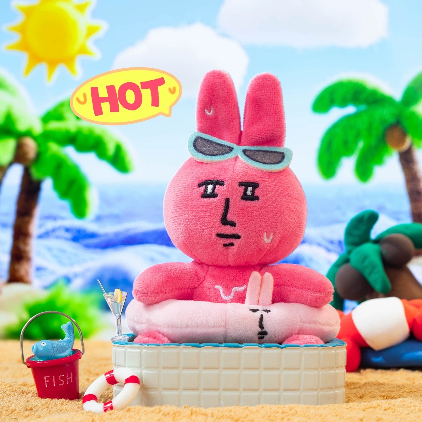 MY FRIEND RABBIT | Pink Rabbit Overheated Swim Ring Mascot Keychain