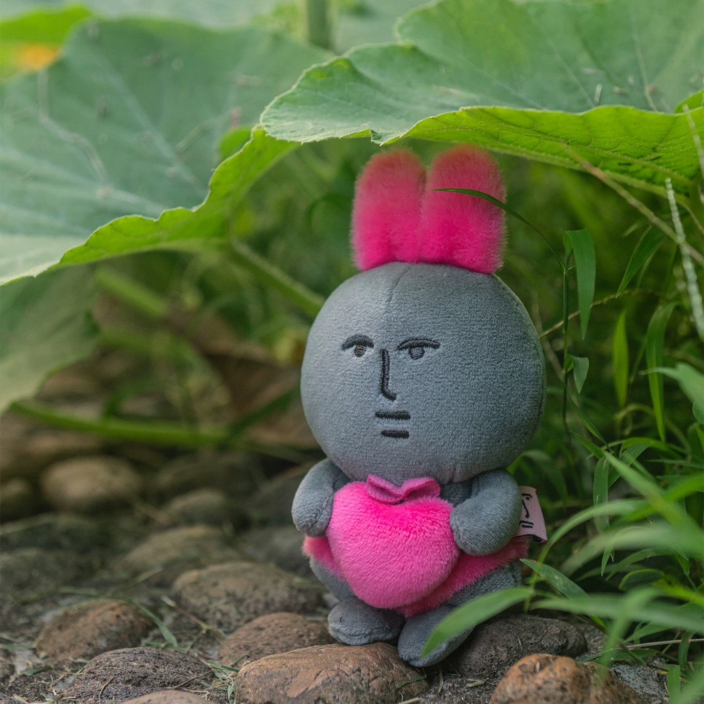 MY FRIEND RABBIT | Pink Rabbit Black Stone Mascot Keychain