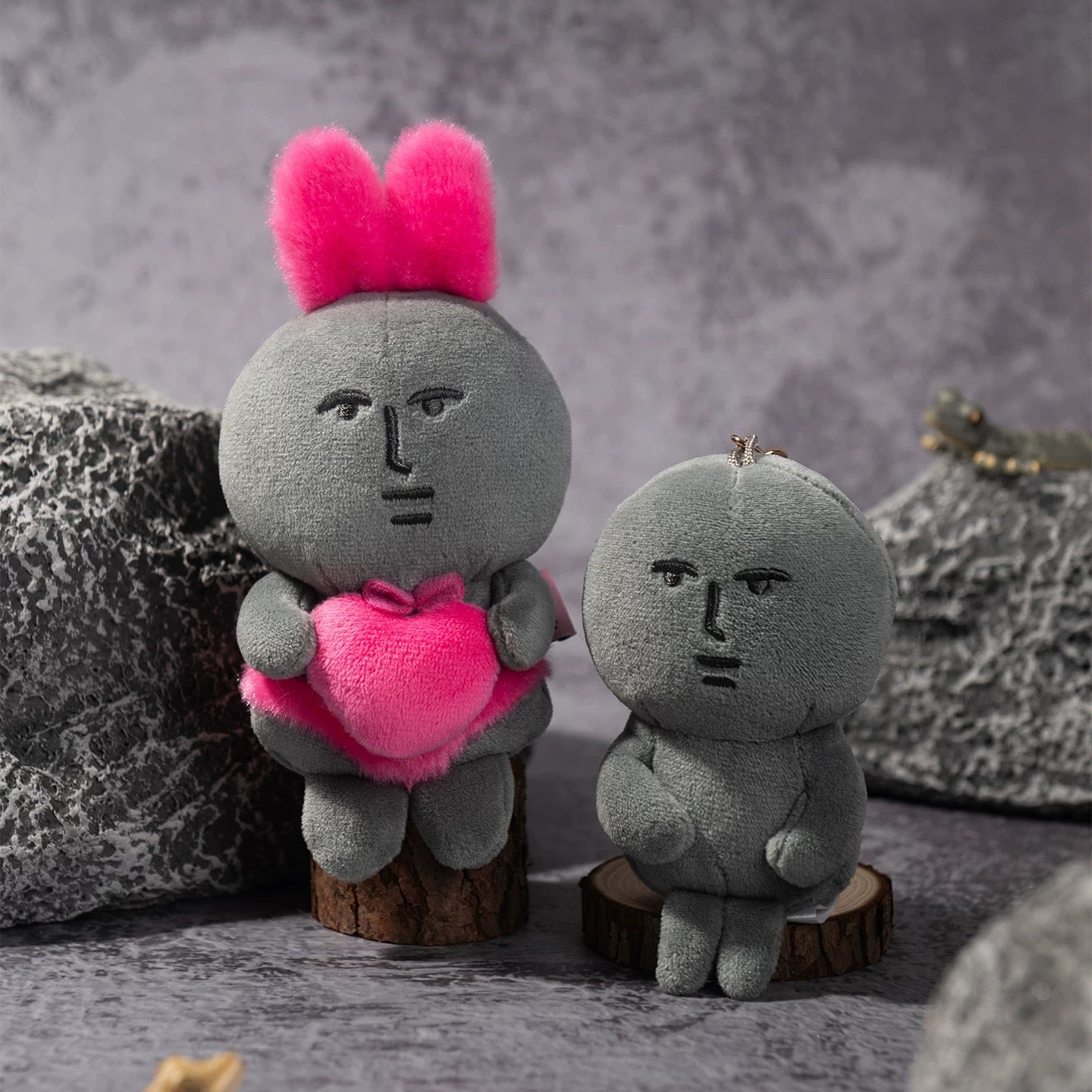 MY FRIEND RABBIT | Pink Rabbit Black Stone Mascot Keychain