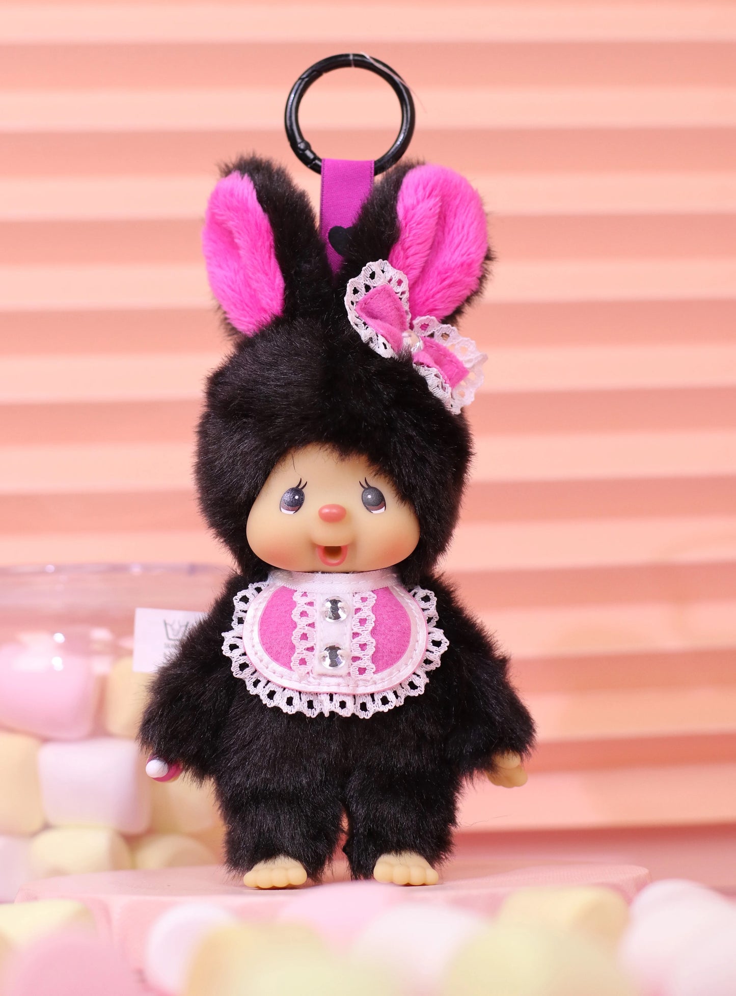 Monchhichi Global | Monchhichi Lace Hot Pink with Dress Plush Doll Charm - Chimutan