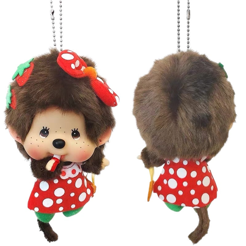 Monchhichi | Monchhichi Big Head Fashion Strawberry Girl Keychain