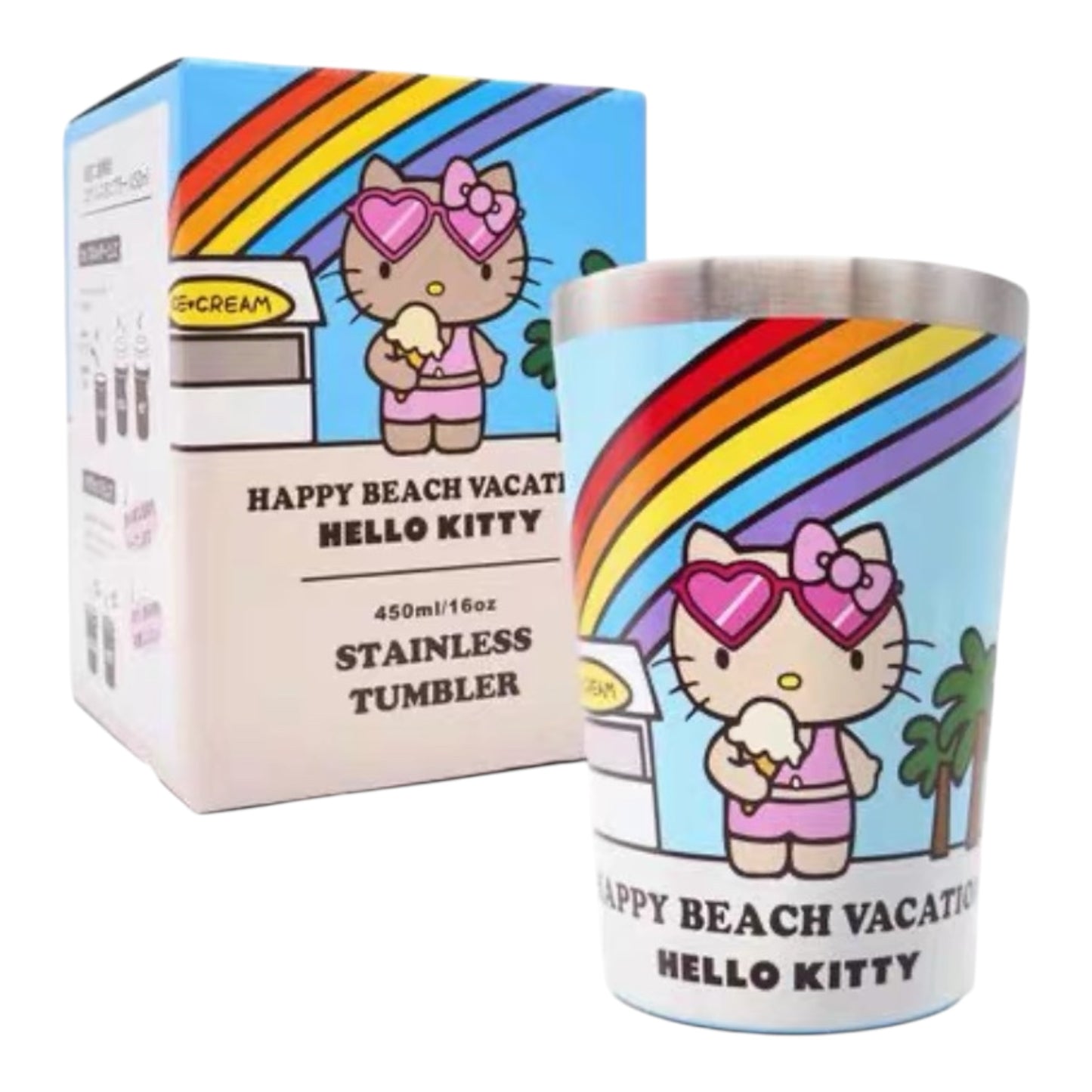 Sanrio | Happy Beach Vacation Stainless Steel Coffee Cup - Hello Kitty Blue