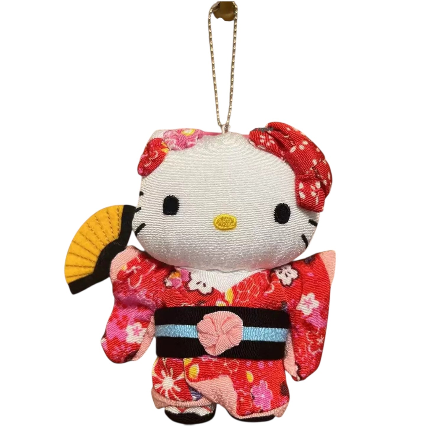 Sanrio | Japanese Doll Plush Keychain - Hello Kitty Kimono Fan Pink
