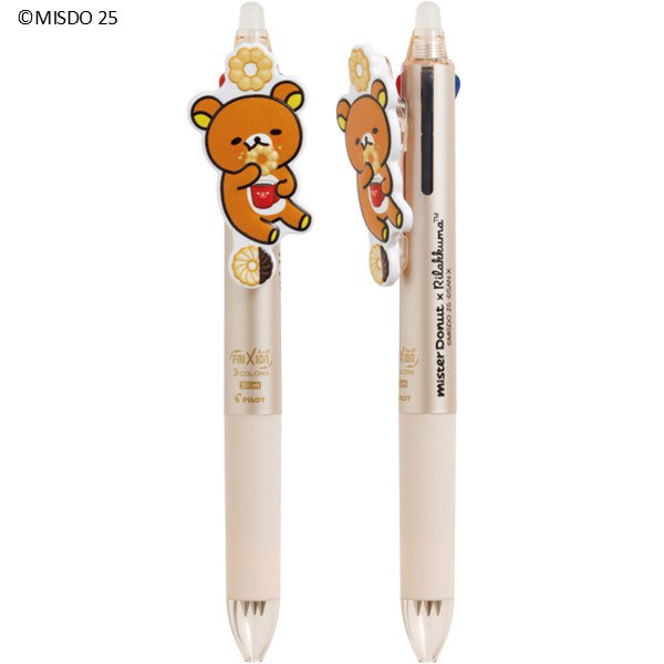 San-X | Rilakkuma x Mister Donut Frixion Ball Slim 3C Pen with Mascot - Rilakkuma PR13801