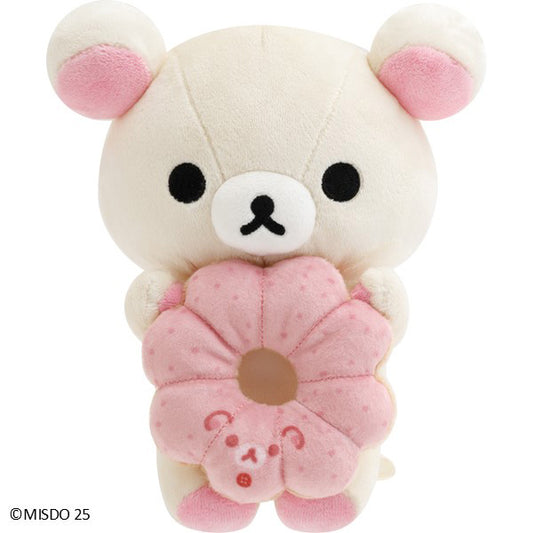 San-X | Rilakkuma x Mr. Donut Donut Makumaku Plush Toy - Korilakkuma Donut Strawberry MV27201