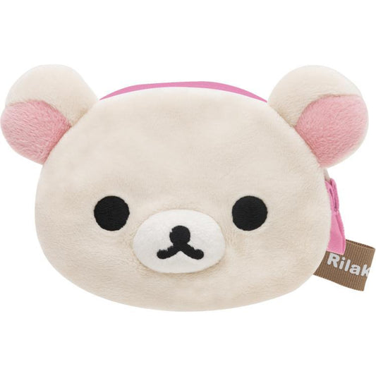 San-X | Rilakkuma Classic Plush Fabric Face-Shaped Coin Case - Korilakkuma CK69302