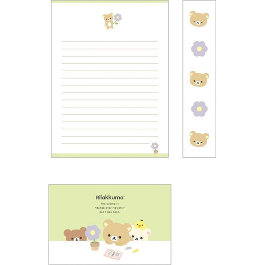 San-X | Rilakkuma BASIC RILAKKUMA Flower Envelope Stationery Letter Set LH83501