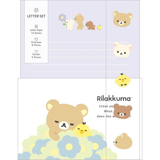 San-X | Rilakkuma BASIC RILAKKUMA Flower Envelope Stationery Letter Set LH83601