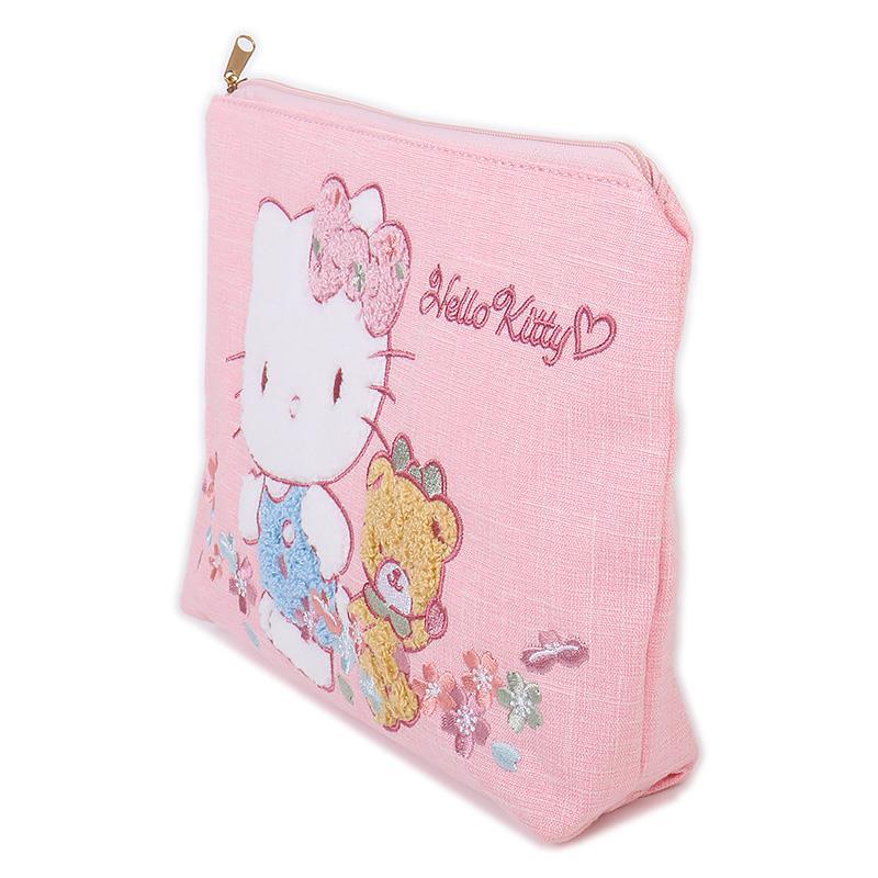 Sanrio | Sanrio Sagara Embroidery Flat Pouch - Hello Kitty