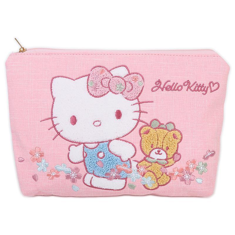 Sanrio | Sanrio Sagara Embroidery Flat Pouch - Hello Kitty