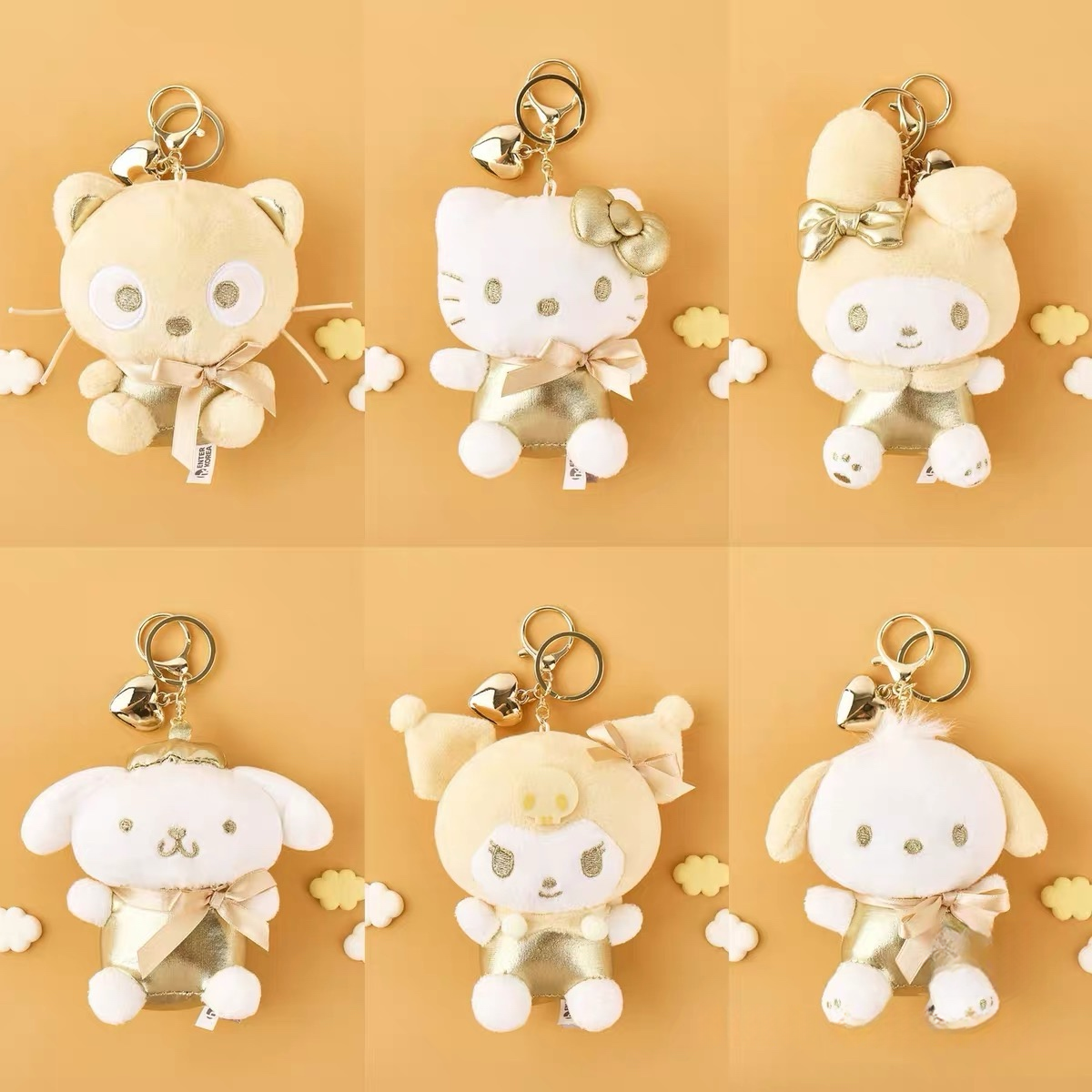 Sanrio Korea | Sanrio Gold Heart Backpack Keychain - 13cm