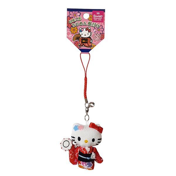 Sanrio | Japanese Doll Chiriman Netsuke - Hello Kitty Kimono Drum Red