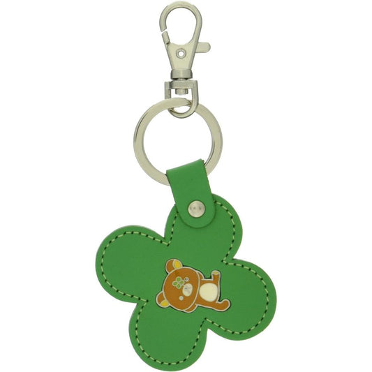 San-X | Rilakkuma Clover Type Leather Keychain - Green Rilakkuma RK-008