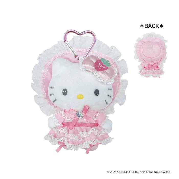 Sanrio | Hello Kitty Lovely Frill Plush Mascot Keychain With Heart Carabiner - Lolita Pink
