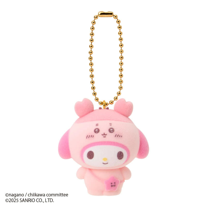 Chiikawa x Sanrio Characters Secret Flocked Mascot Charm Blind Box (All 10 Types) - Random 1 Pack