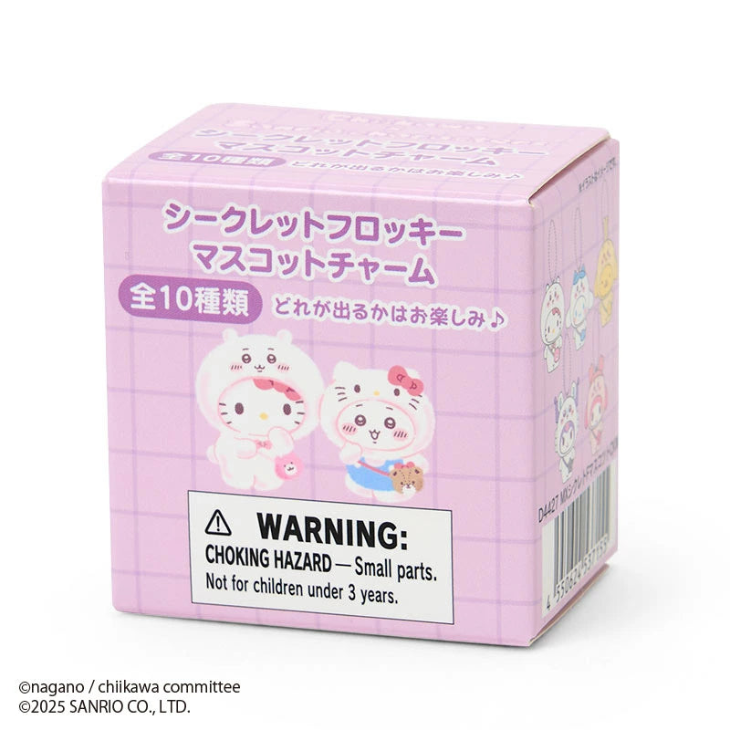 Chiikawa x Sanrio Characters Secret Flocked Mascot Charm Blind Box (All 10 Types) - Random 1 Pack